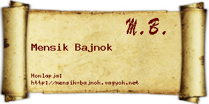 Mensik Bajnok névjegykártya